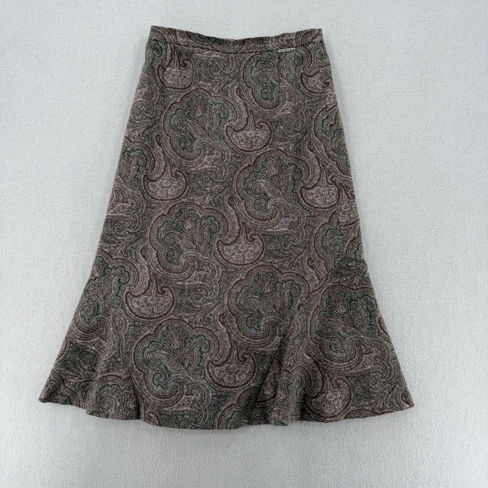 Vintage Geiger Collections Austria Paisley Wool-Blend A-Line Midi Skirt Fits 28